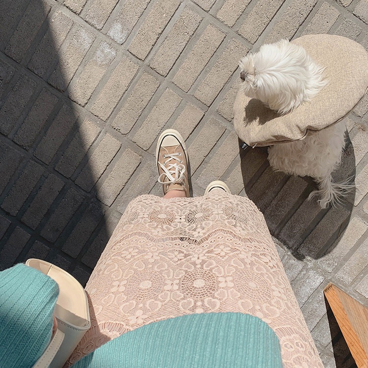 フェミニン 膝丈 レース スカート