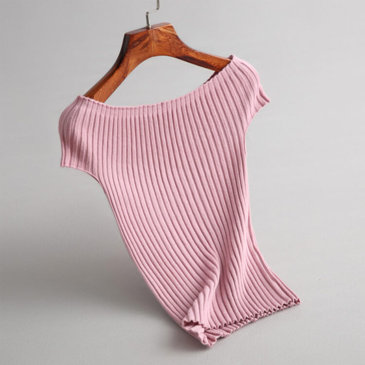 サマー リブニット 三分袖 Ｔシャツ