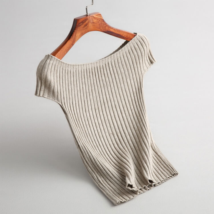 サマー リブニット 三分袖 Ｔシャツ