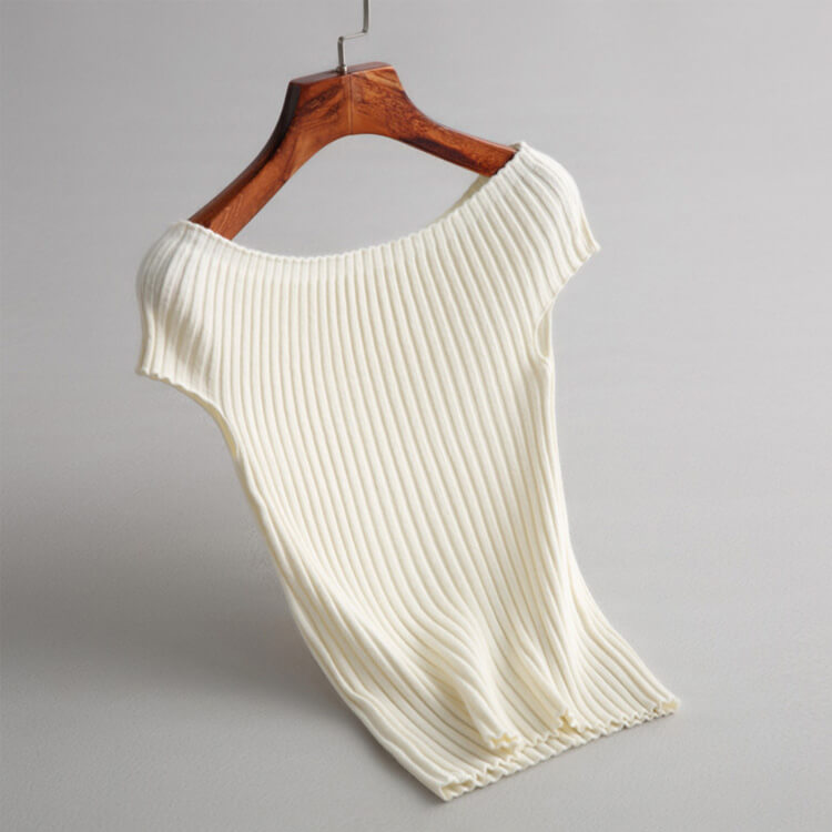 サマー リブニット 三分袖 Ｔシャツ