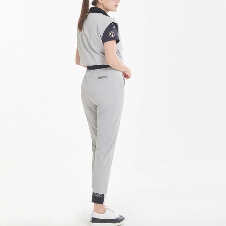 裾ゴム シンプル ロング丈 テーパードパンツ