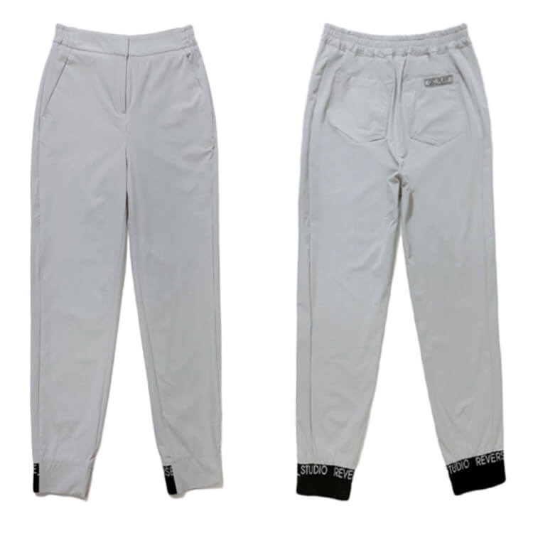 裾ゴム シンプル ロング丈 テーパードパンツ