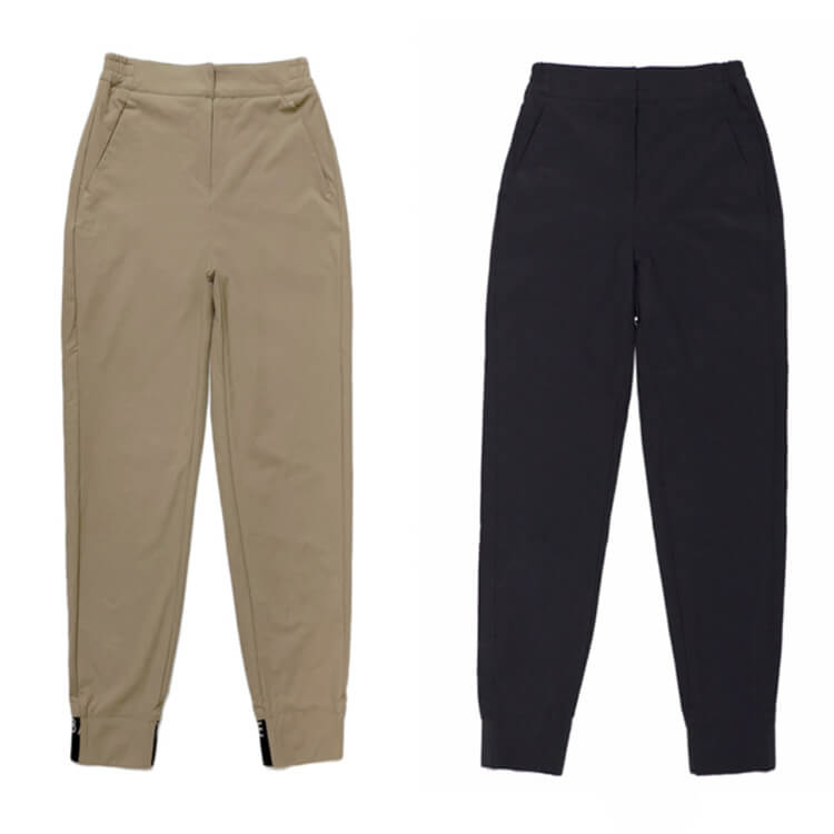 裾ゴム シンプル ロング丈 テーパードパンツ