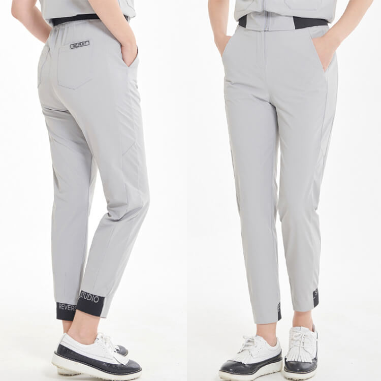 裾ゴム シンプル ロング丈 テーパードパンツ