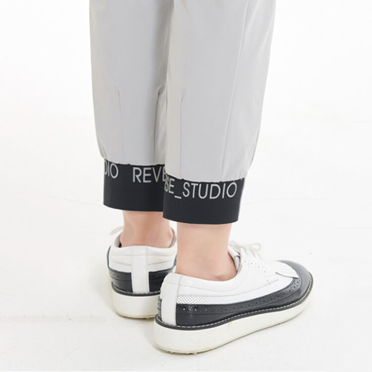 裾ゴム シンプル ロング丈 テーパードパンツ