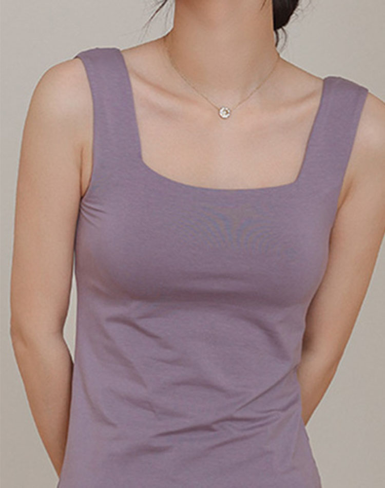 カップ付き スクエアネック タンクトップ インナー トップス

