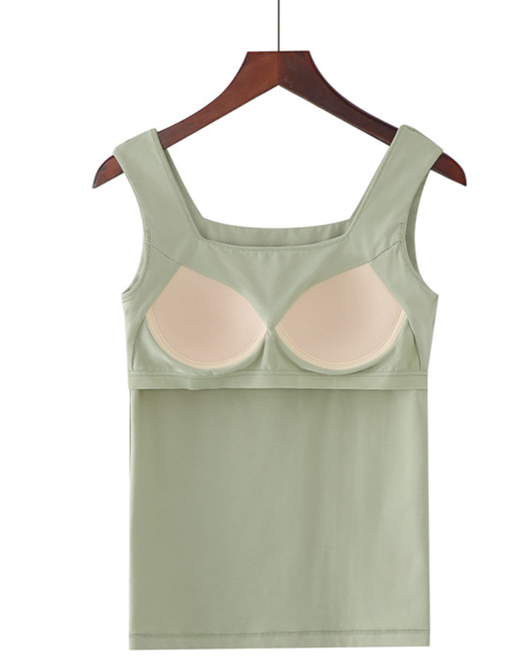 カップ付き スクエアネック タンクトップ インナー トップス

