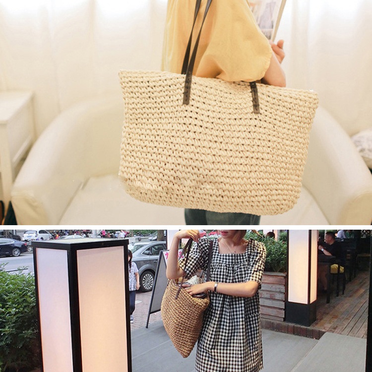 大きめ かご編みバッグ