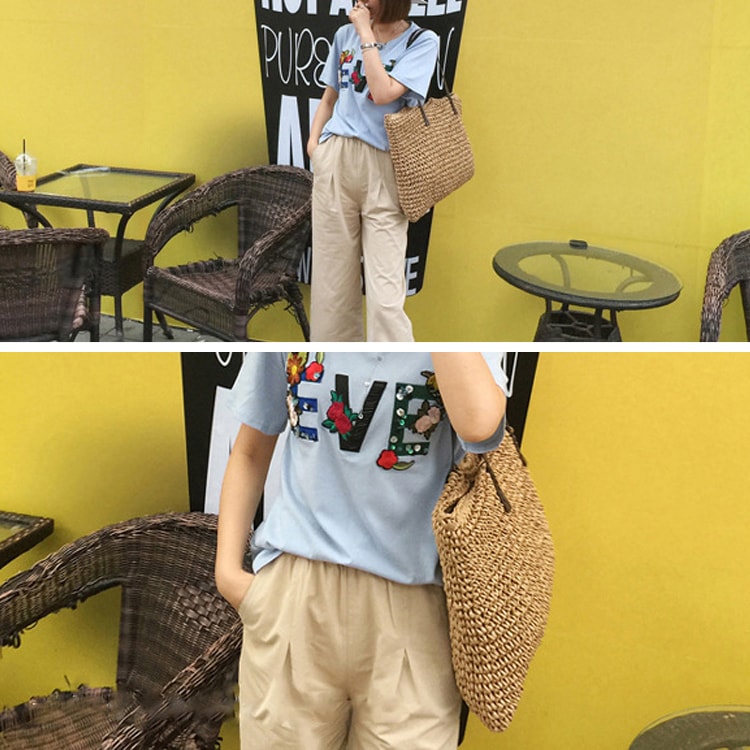 大きめ かご編みバッグ