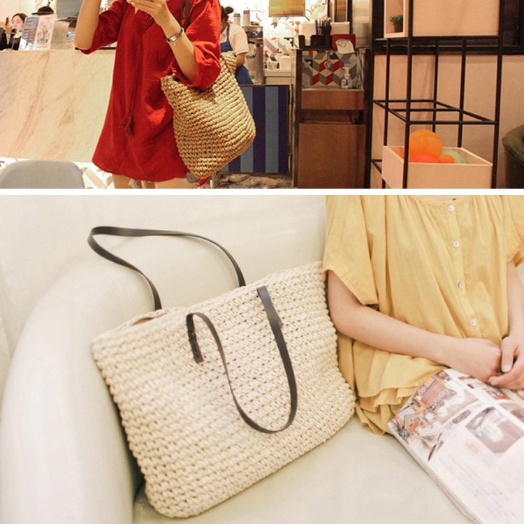 大きめ かご編みバッグ