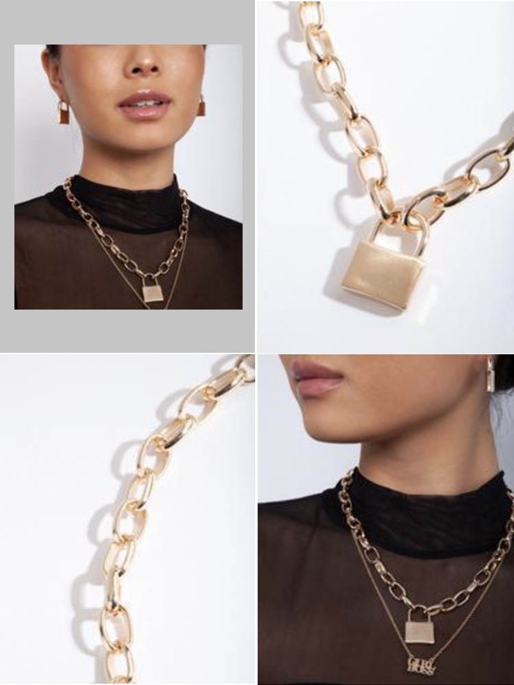 鍵チャーム 太め チェーンネックレス