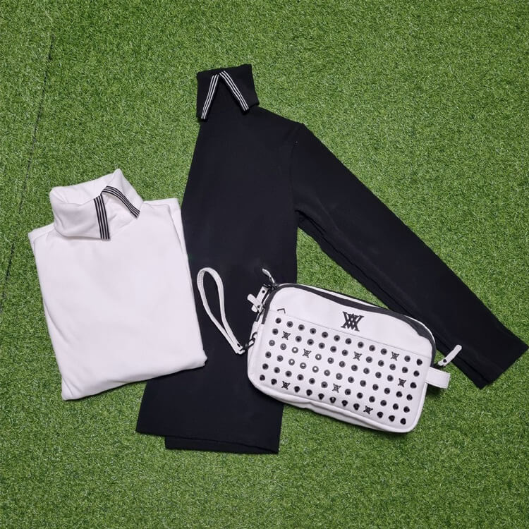 韓国ゴルフウェア アンバルカラーネック 長袖 Ｔシャツ