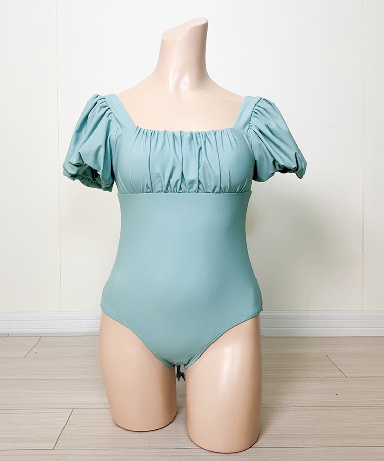 ワンピース水着 パブスリーブ キュート おしゃれ 日本未上陸 オシャレボ OSYAREVO 【ネット限定】チャイナ風 パフスリーブ