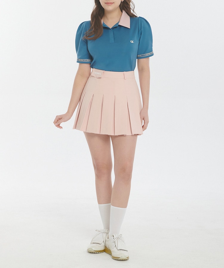 韓国ゴルフウェア シャーベットカラー プリーツスカート