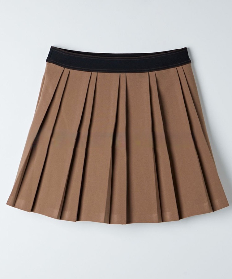 配色ウエスト ゴム ショート丈 プリーツスカート 

