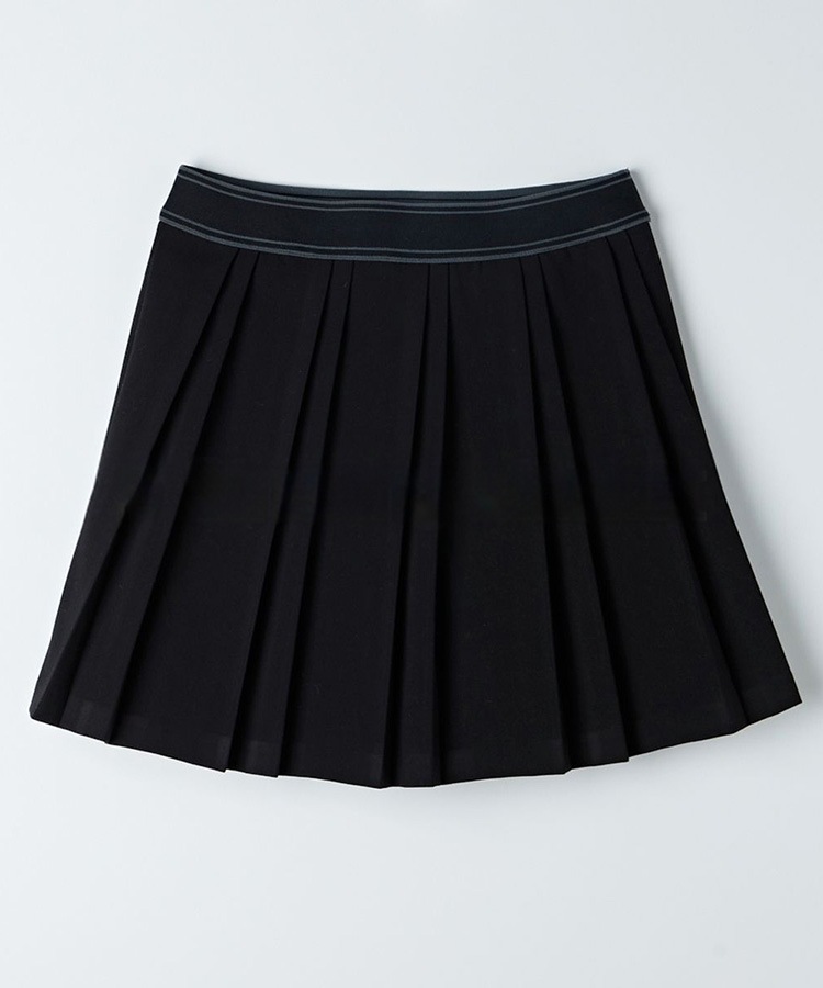 配色ウエスト ゴム ショート丈 プリーツスカート 

