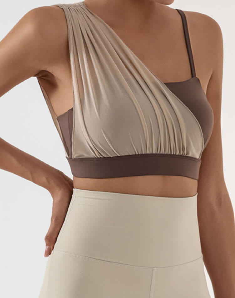 チュール アシンメトリー ヨガトップス ブラ

