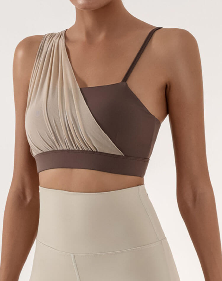 チュール アシンメトリー ヨガトップス ブラ

