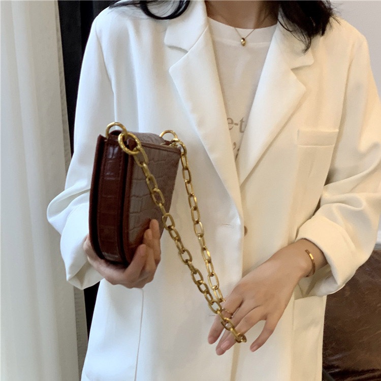 クロコダイル柄 半月型 チェーンバッグ