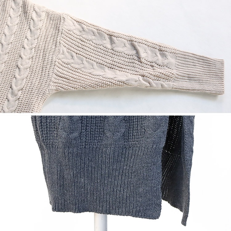 ケーブル編み ニット ロングカーディガン