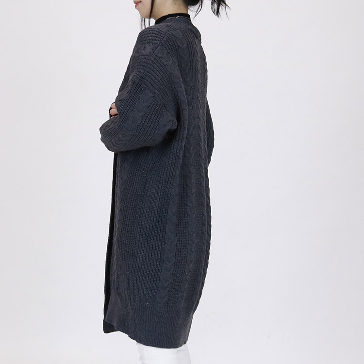 ケーブル編み ニット ロングカーディガン