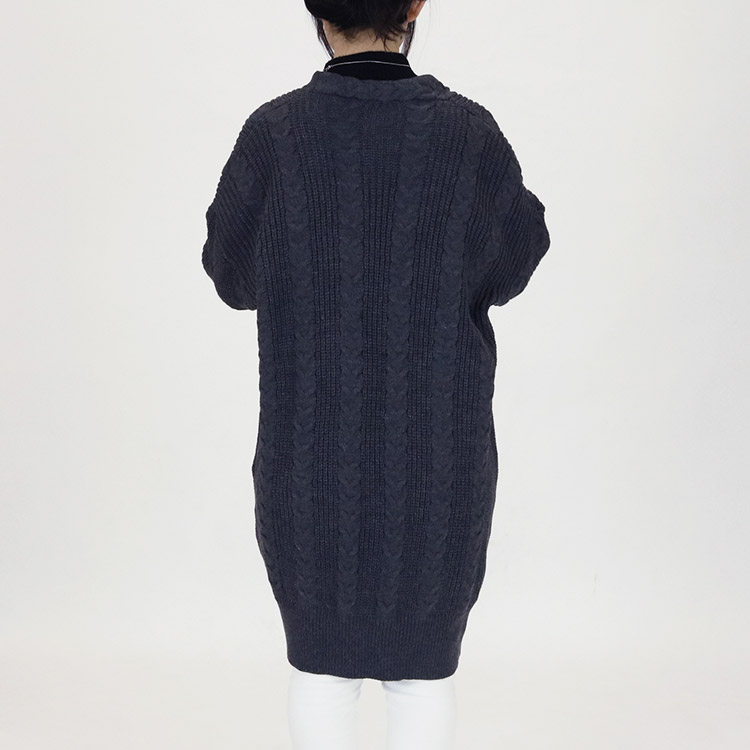 ケーブル編み ニット ロングカーディガン