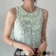 鹿の子編み ノースリーブ ニット タンクトップ