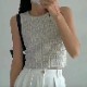 鹿の子編み ノースリーブ ニット タンクトップ