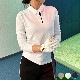 韓国ゴルフウェア バイカラー 長袖 ポロシャツ トップス