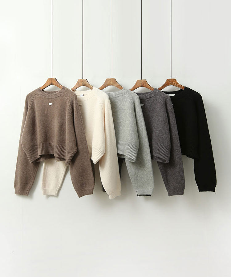 クロップド丈 ウール混 ニット トップス 韓国ゴルフウェア