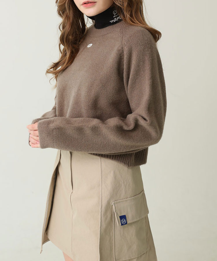 クロップド丈 ウール混 ニット トップス 韓国ゴルフウェア