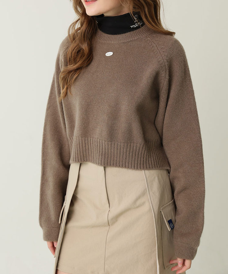 クロップド丈 ウール混 ニット トップス 韓国ゴルフウェア