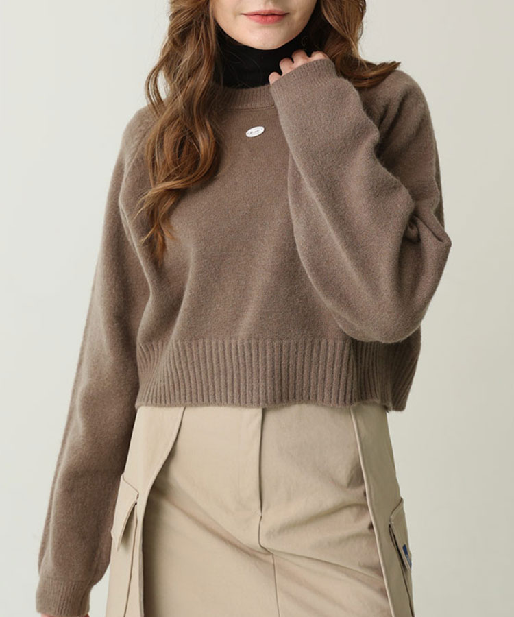 クロップド丈 ウール混 ニット トップス 韓国ゴルフウェア