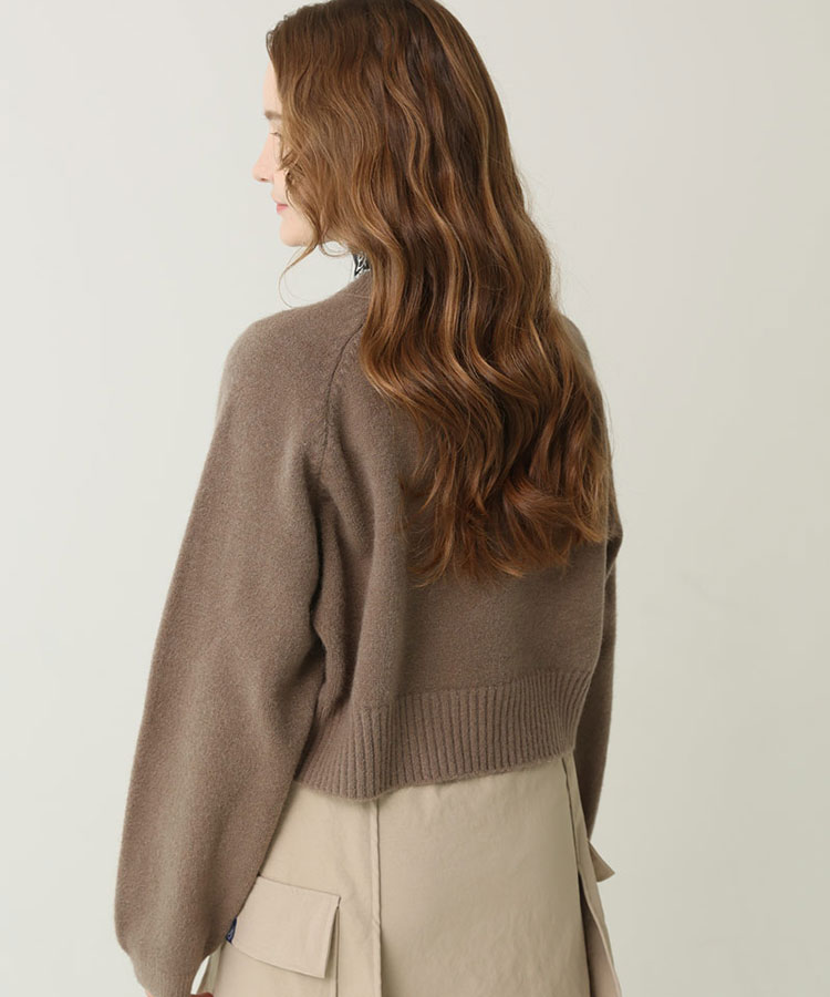 クロップド丈 ウール混 ニット トップス 韓国ゴルフウェア