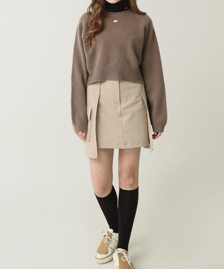 クロップド丈 ウール混 ニット トップス 韓国ゴルフウェア