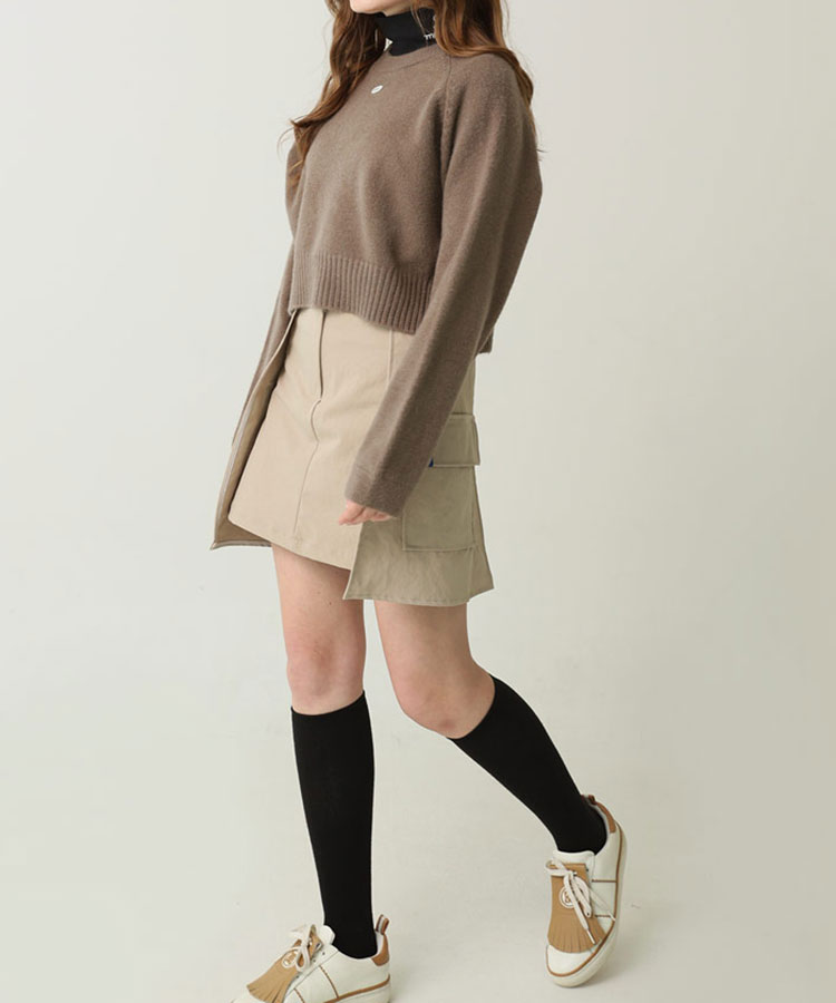 クロップド丈 ウール混 ニット トップス 韓国ゴルフウェア