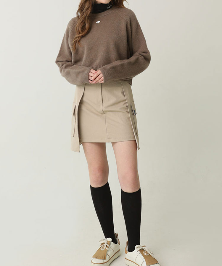 クロップド丈 ウール混 ニット トップス 韓国ゴルフウェア