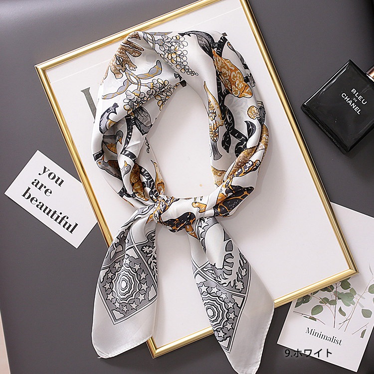 大判 シルク調 正方形 スカーフ