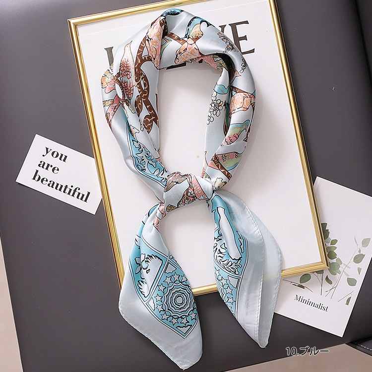 大判 シルク調 正方形 スカーフ