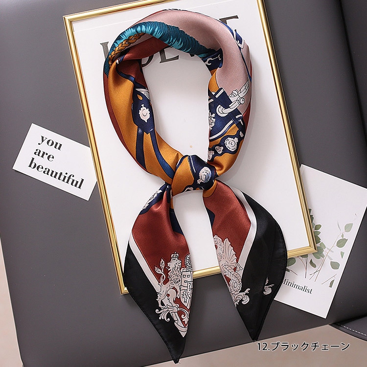 大判 シルク調 正方形 スカーフ