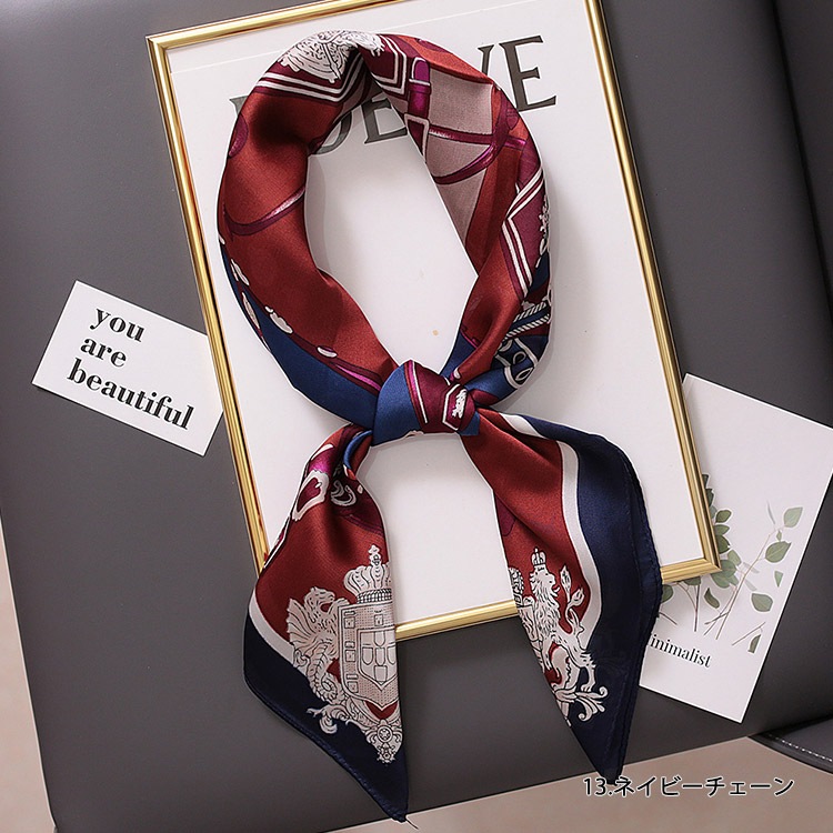 大判 シルク調 正方形 スカーフ