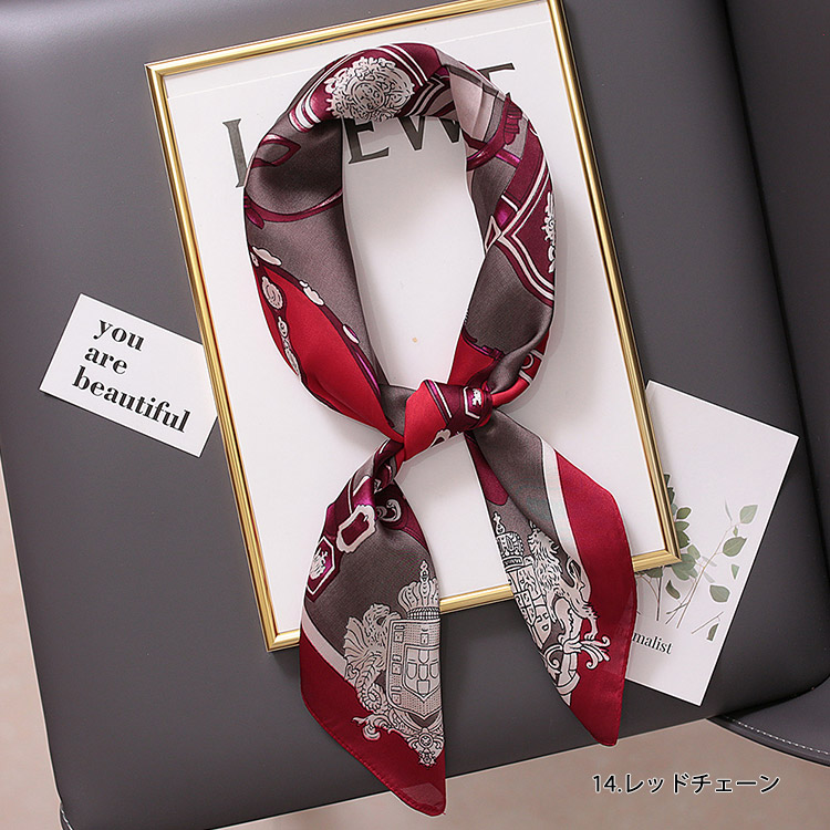 大判 シルク調 正方形 スカーフ