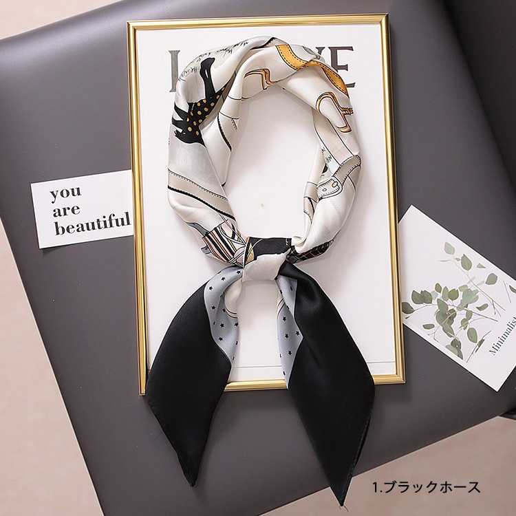 大判 シルク調 正方形 スカーフ