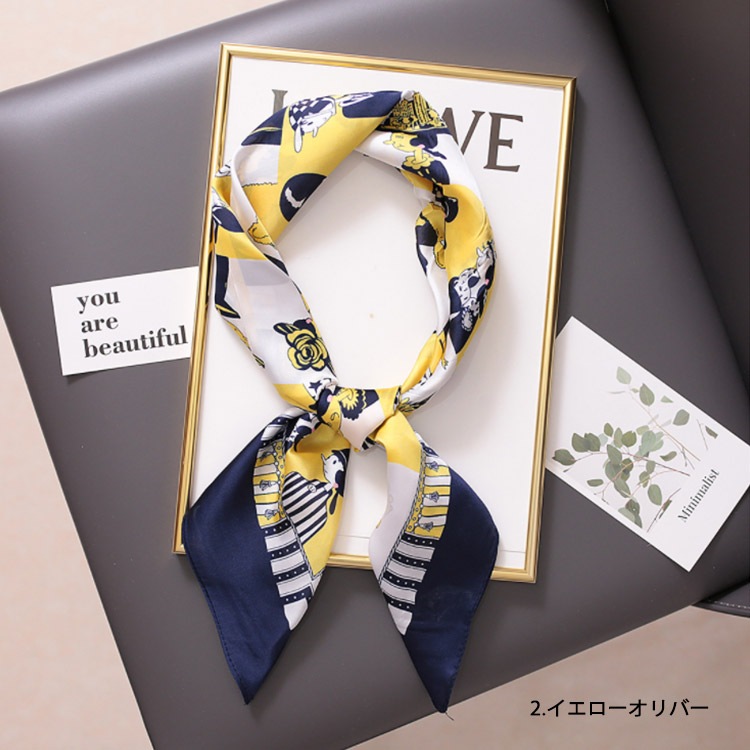 大判 シルク調 正方形 スカーフ