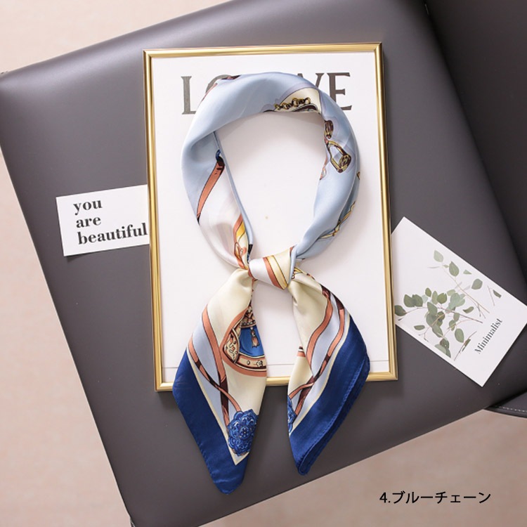 大判 シルク調 正方形 スカーフ