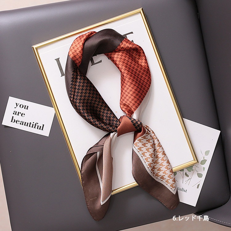 大判 シルク調 正方形 スカーフ