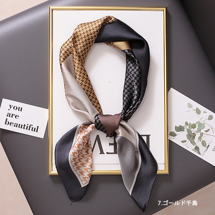 大判 シルク調 正方形 スカーフ