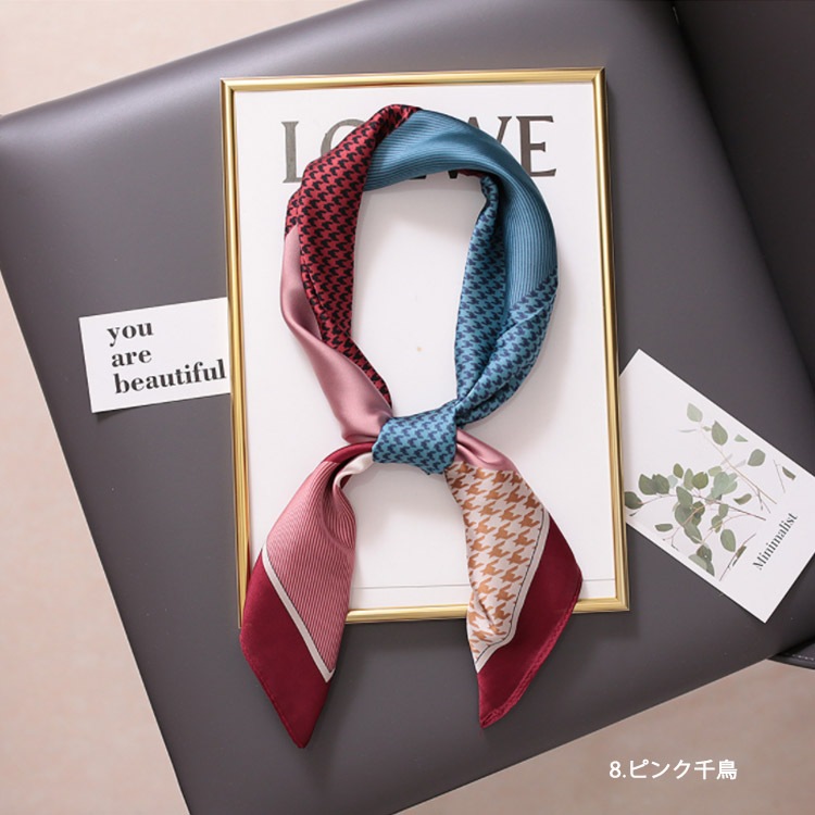 大判 シルク調 正方形 スカーフ