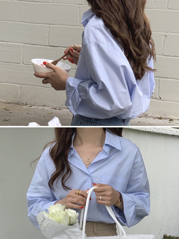 ゆったりドロップショルダー 長袖 シンプルシャツ