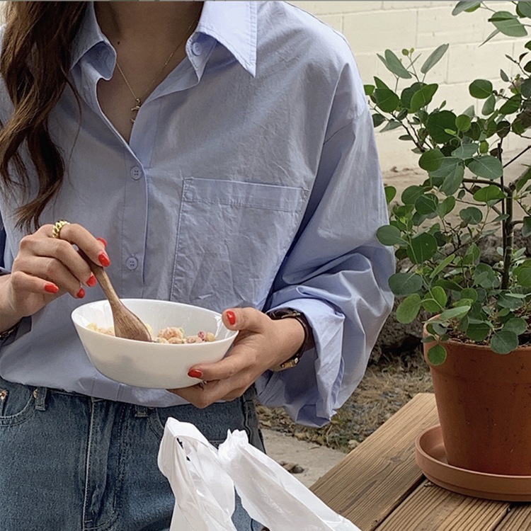 ゆったりドロップショルダー 長袖 シンプルシャツ